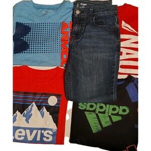 4 Boys Short Sleeve Logo Shirts & 1 Dark Denim Wonder Nation Jeans